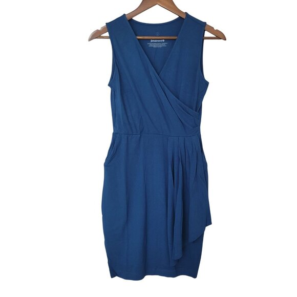 Betabrand Dresses & Skirts - Betabrand Faux Wrap Dress Womens Size XS Blue Pockets NWT